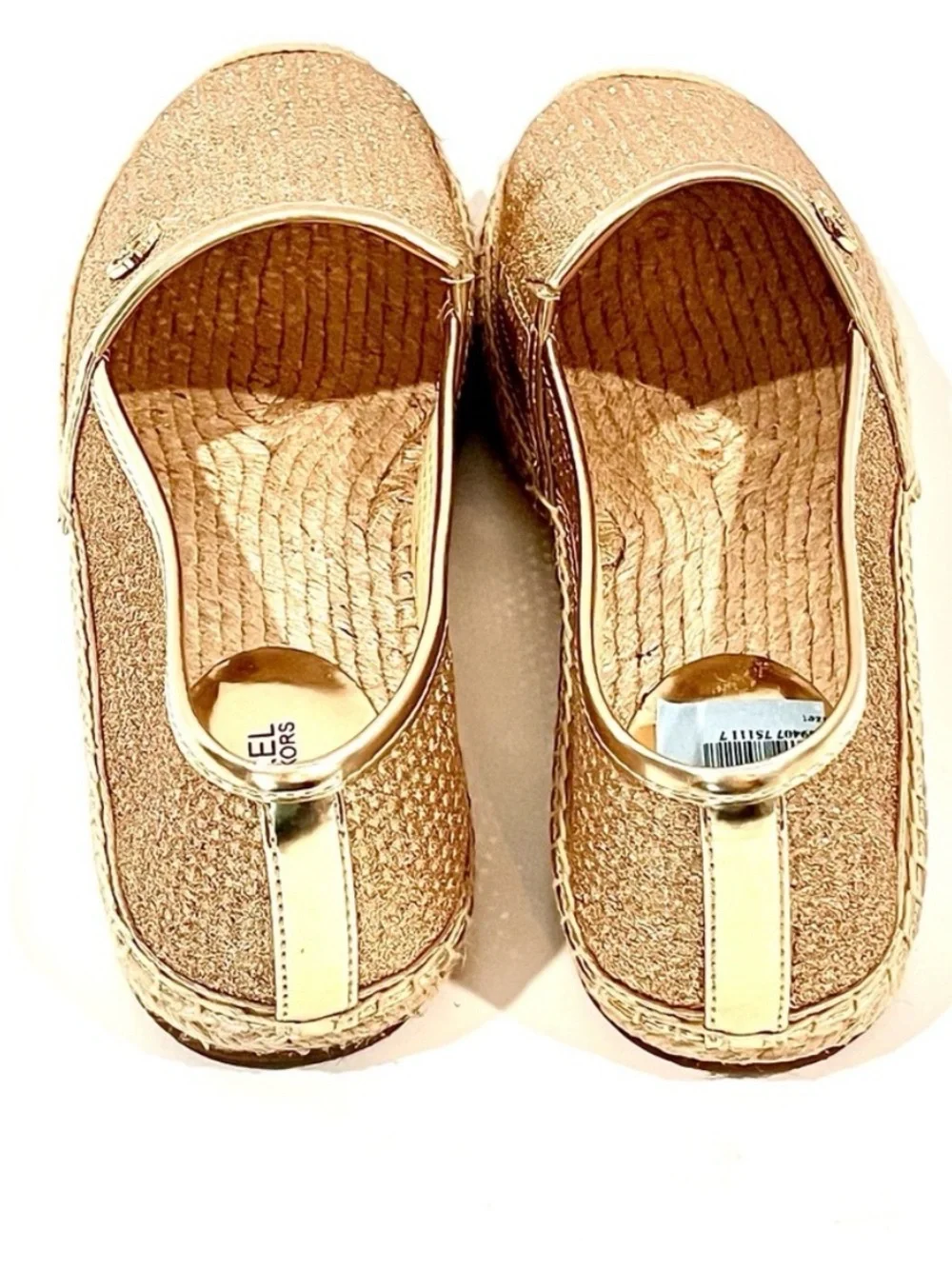 Michael Kors Kendrick Gold Metallic Espadrille Slip On Flats NWT 9